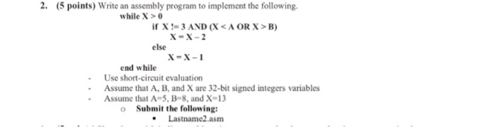 Solved Write an assembly program to implement the following. | Chegg.com