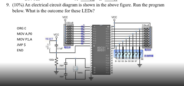 Solved (10\%) An electrical circuit diagram is shown in the | Chegg.com