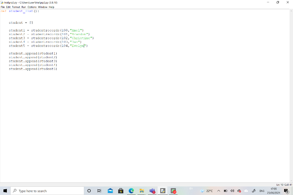 Solved Create an attendance system using Python program. I | Chegg.com