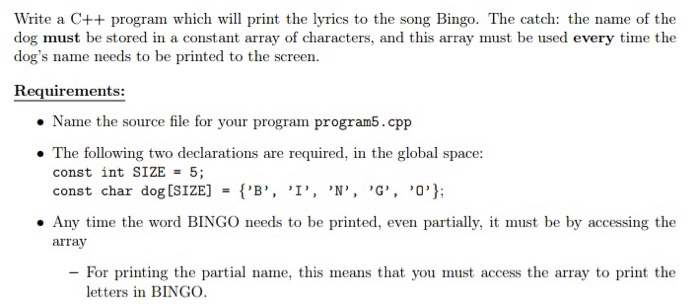 Solved Write a C++ program which will print the lyrics to | Chegg.com