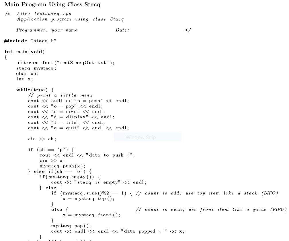 Solved 1. The following program implements a data structure | Chegg.com
