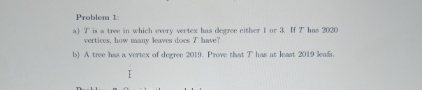 Solved Problem 1: A) T Is A Tree In Which Every Vertex Has | Chegg.com