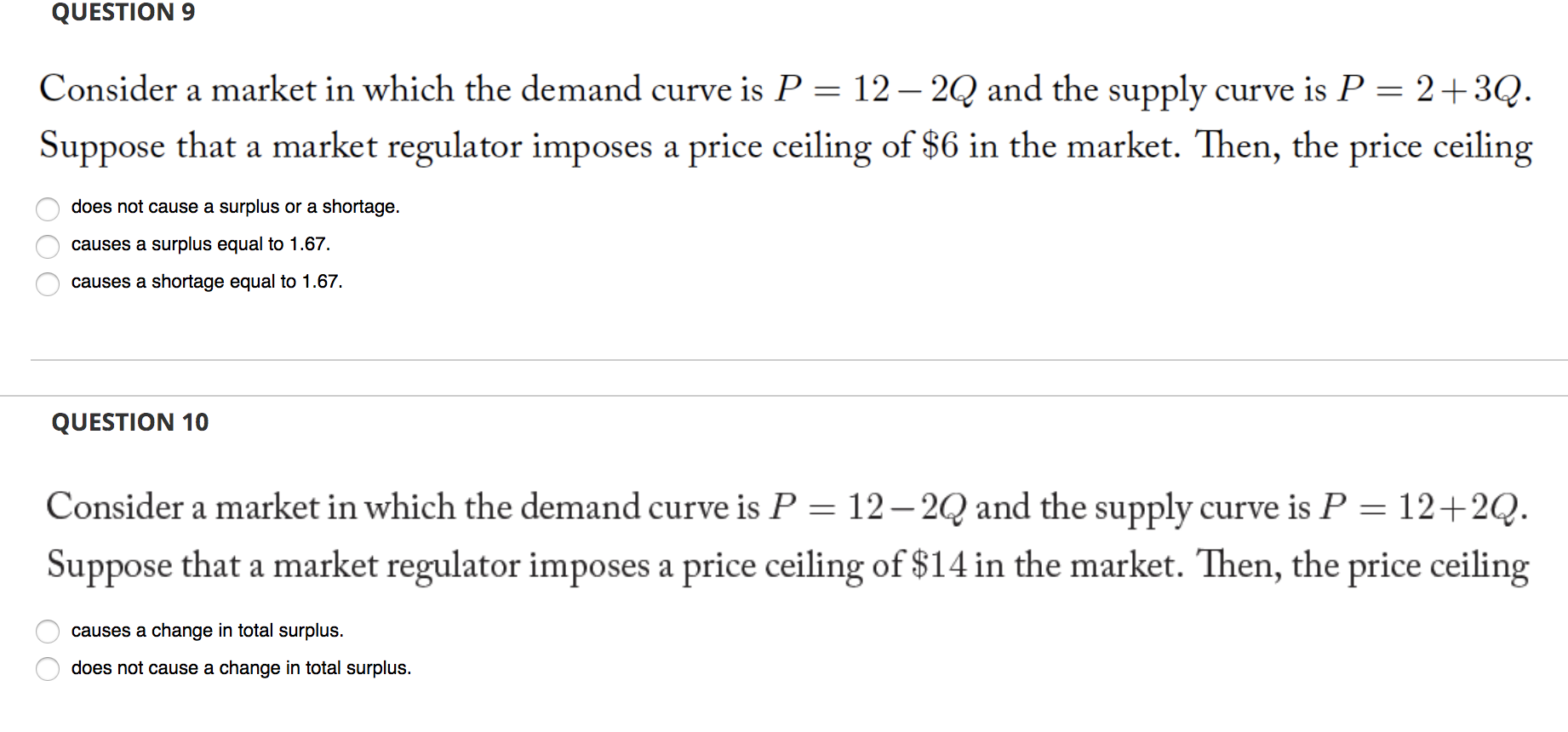 Solved QUESTION 9 Consider a market in which the demand | Chegg.com