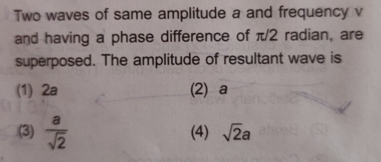Solved Two waves of same amplitude a and frequency v and | Chegg.com
