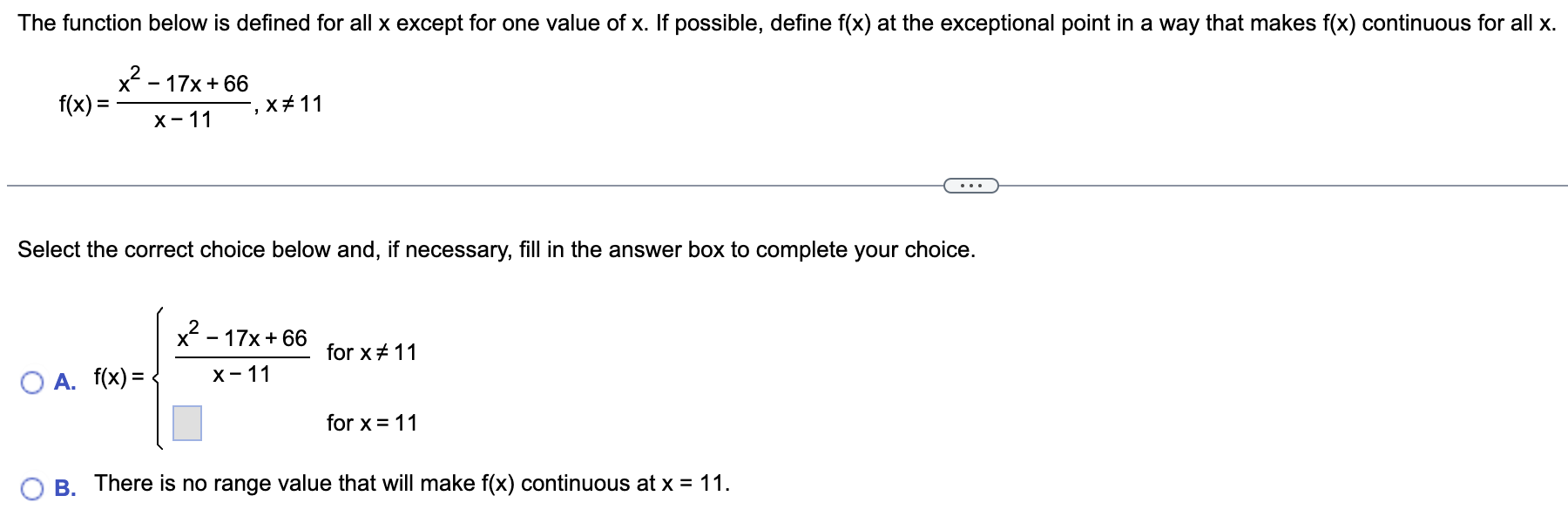 Solved The function below is defined for all x except for | Chegg.com