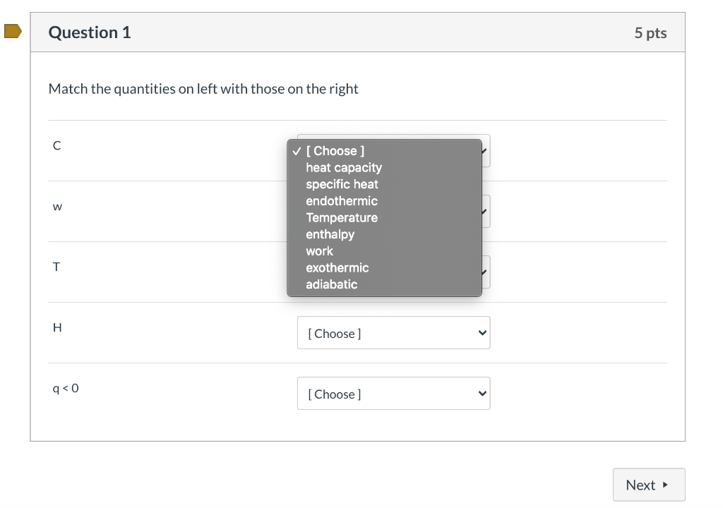 Solved Question 1 5 pts Match the quantities on left with | Chegg.com