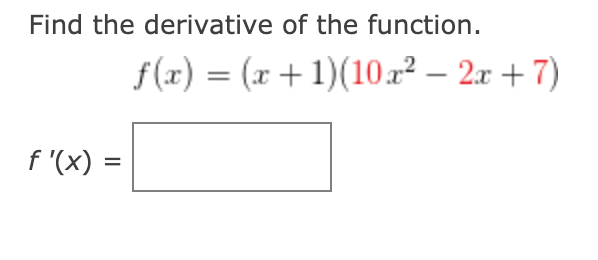 Solved Find the derivative of the function. f(x) = (x + | Chegg.com