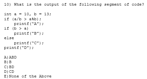 Solved 5) What is the value of the variable answer after the | Chegg.com
