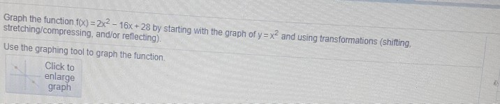 Solved graph the function f(x)=2x^2-16x+28 by starting the | Chegg.com