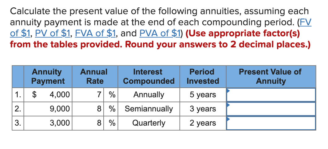 Solved Calculate the present value of the following | Chegg.com