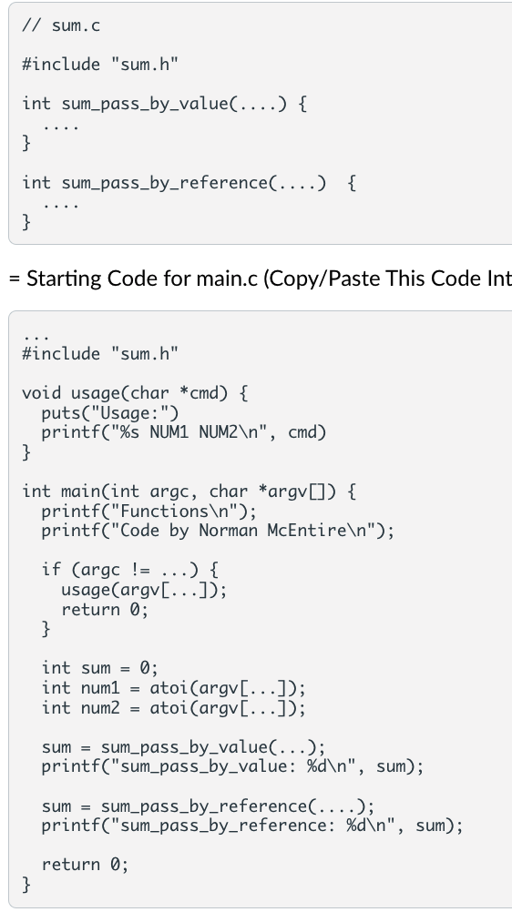 Solved $./main Functions Code by Norman McEntire Usage: | Chegg.com