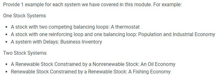 Solved Provide 1 example for each system we have covered in | Chegg.com