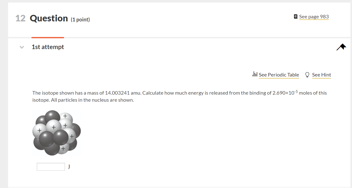 Solved 12 Question (1 point) e See page 983 1st attempt W | Chegg.com