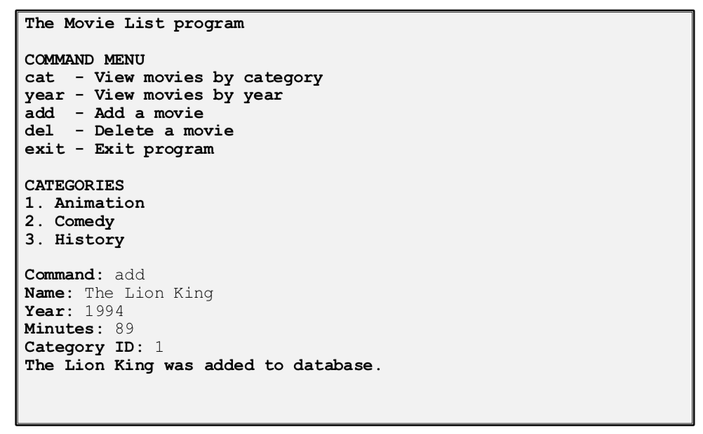 Solved Create a Movie Listing application with a database. | Chegg.com
