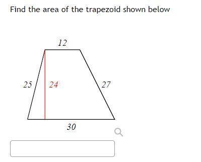 Solved Find the area of the trapezoid shown below 12 25 24 | Chegg.com