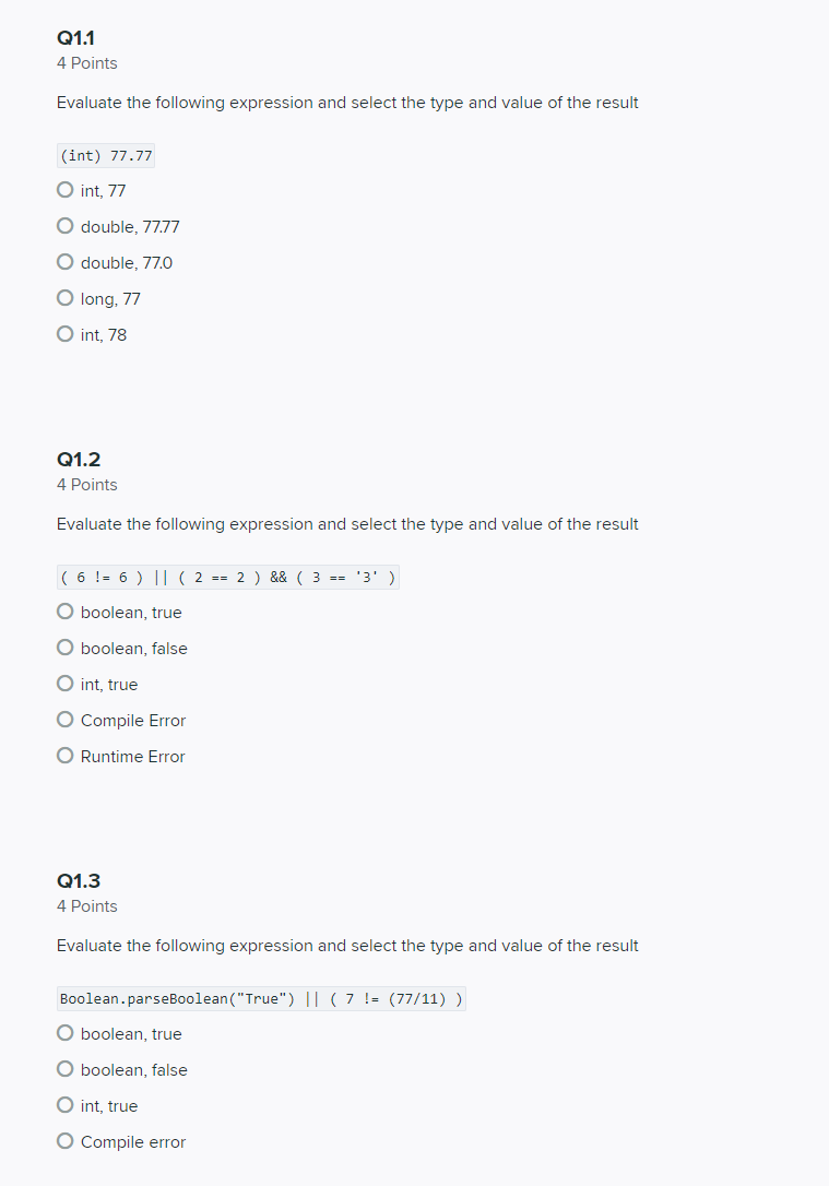 Solved Q1.1 4 Points Evaluate the following expression and | Chegg.com