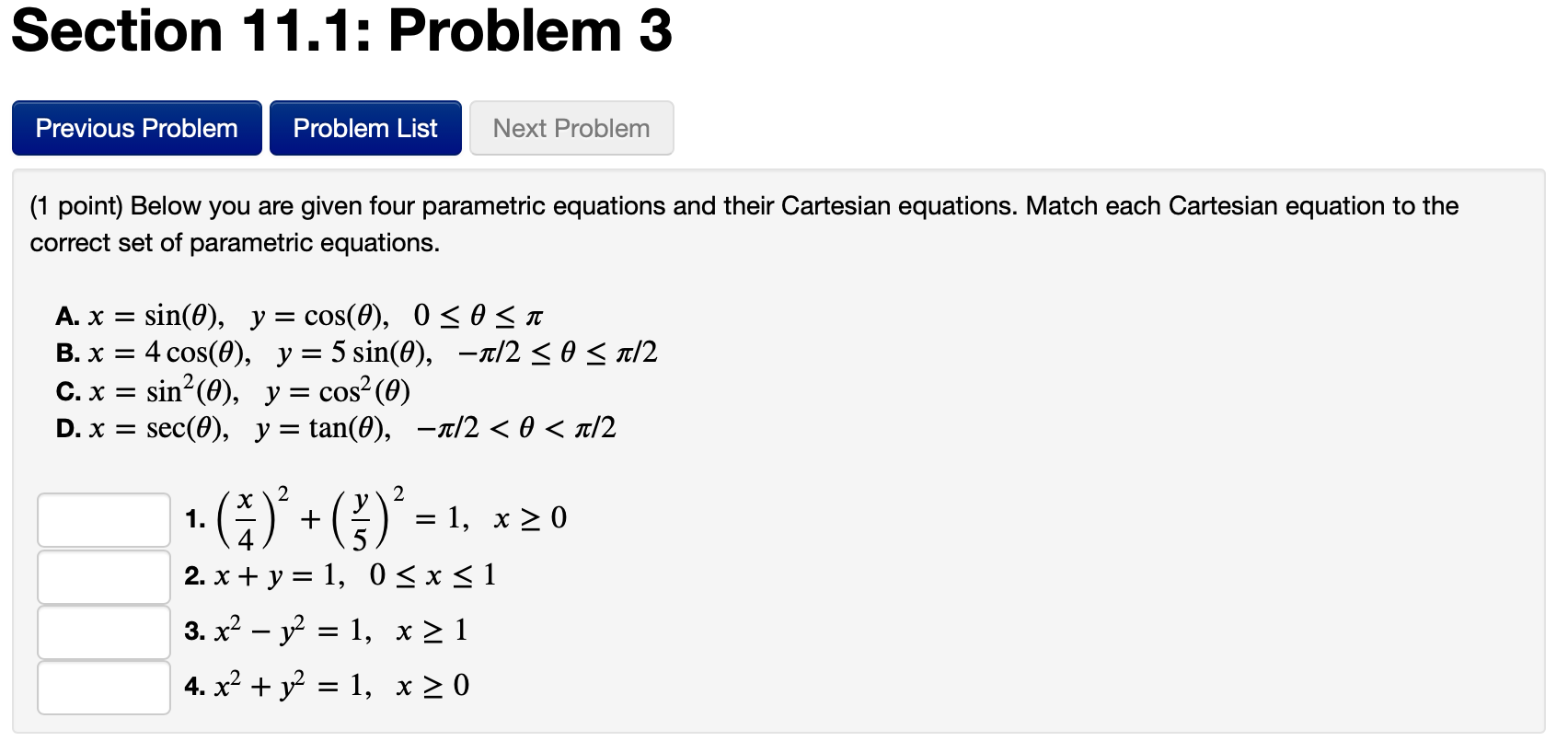Solved Section 11.1: Problem 3 Previous Problem Problem List | Chegg.com
