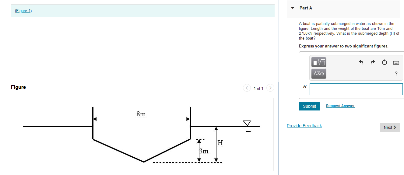 Solved A boat is partially submerged in water as shown in | Chegg.com