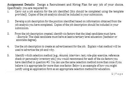 Solved Assignment Details: Design a Recruitment and Hiring | Chegg.com
