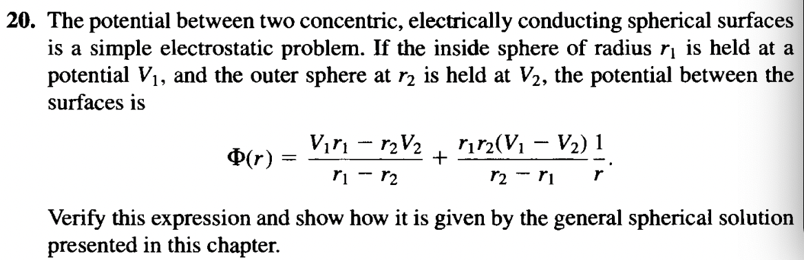 Spherical Solution Solved The potential between two concentric, electrically | Chegg.com