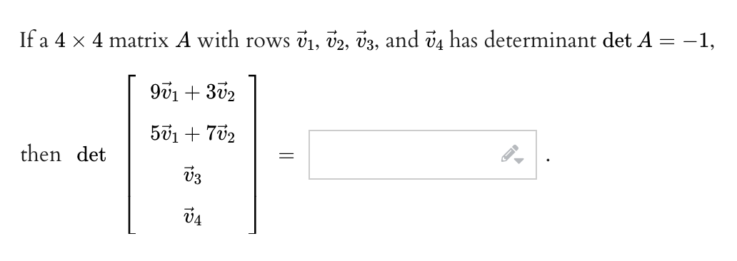 Solved If a 4 x 4 matrix A with rows ū1, 72, 73, and ū4 has | Chegg.com