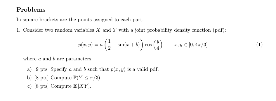 Solved Problems In square brackets are the points assigned | Chegg.com