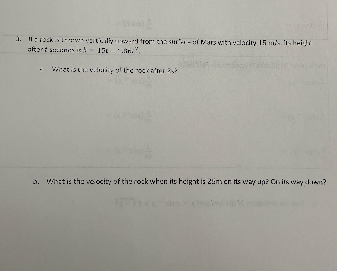 Solved 3. If a rock is thrown vertically upward from the | Chegg.com