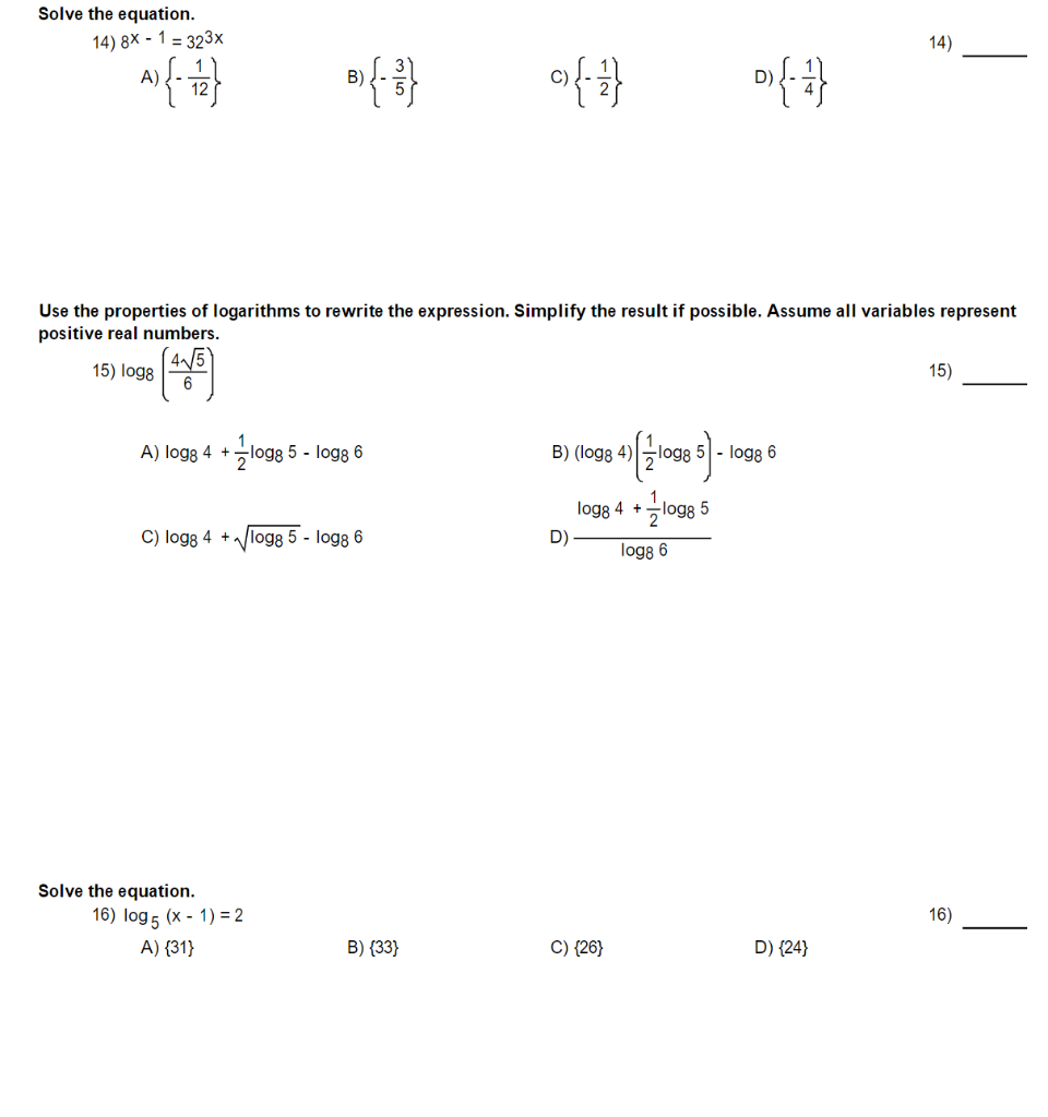 Solved MULTIPLE CHOICE. Choose the one alternative that best | Chegg.com