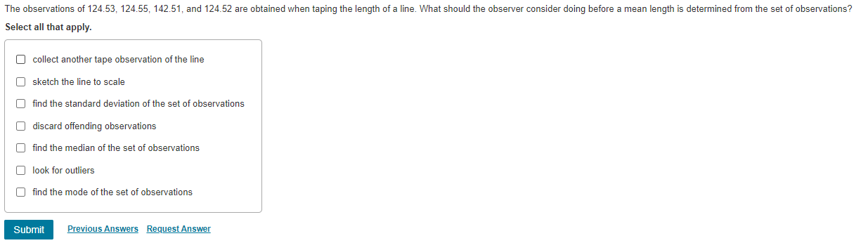 Solved The observations of 124.53, 124.55, 142.51, and | Chegg.com