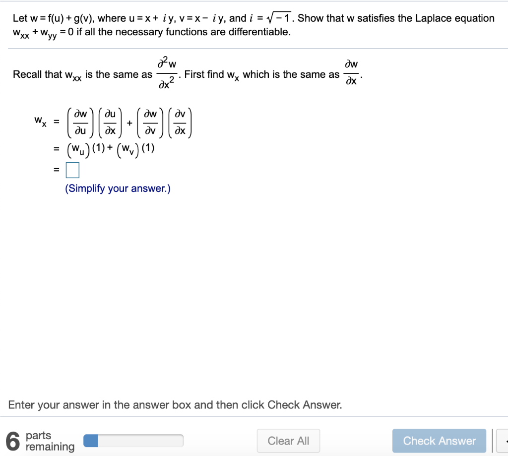 Solved Let W F U G V Where U X Iy V X Iy And Chegg Com