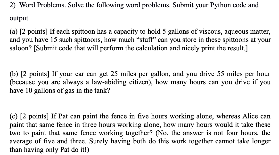 Solved 2) Word Problems. Solve the following word problems. | Chegg.com