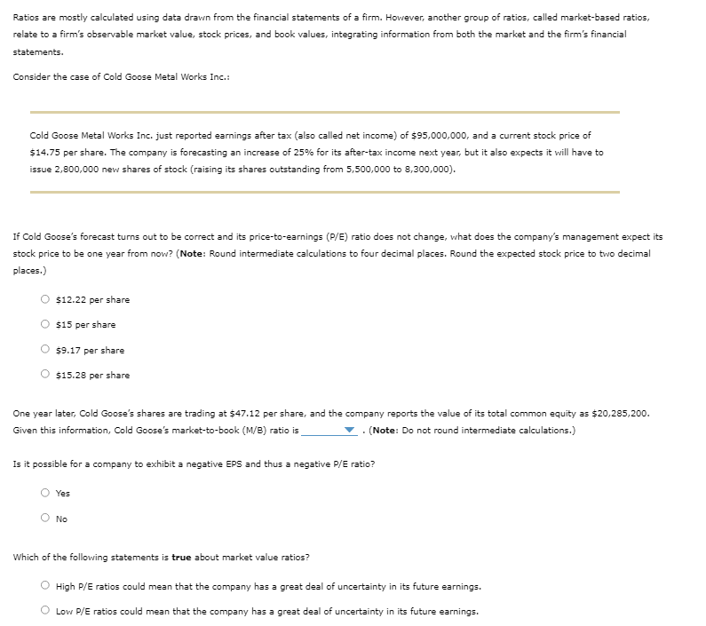 Solved Ratios are mostly calculated using data drawn from | Chegg.com