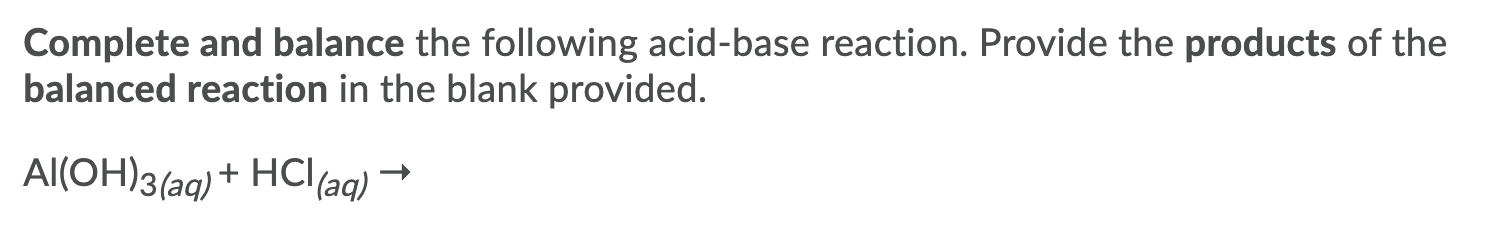 Solved Complete and balance the following acid-base | Chegg.com