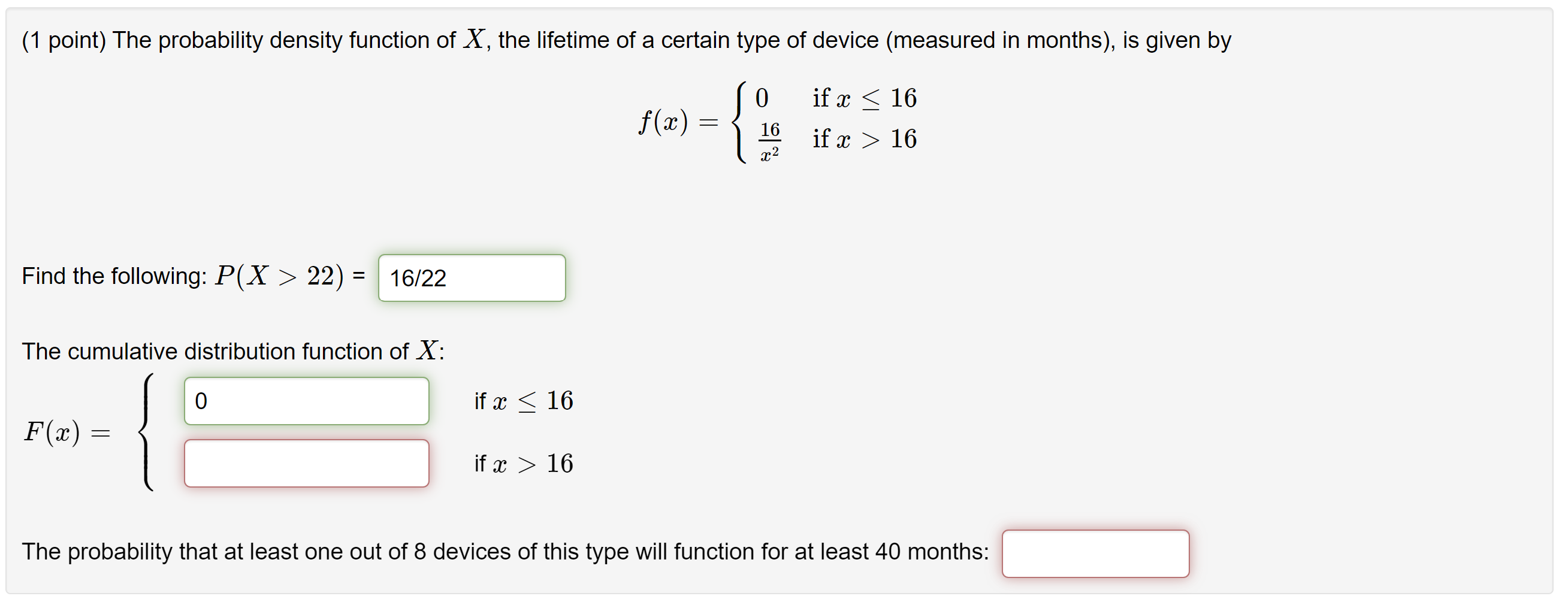 Solved f(x)={0x216 if x≤16 if x>16 Find the following: | Chegg.com