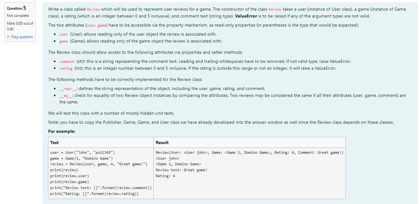 Solved class), a rating (which is an integer between 0 and 5 | Chegg.com