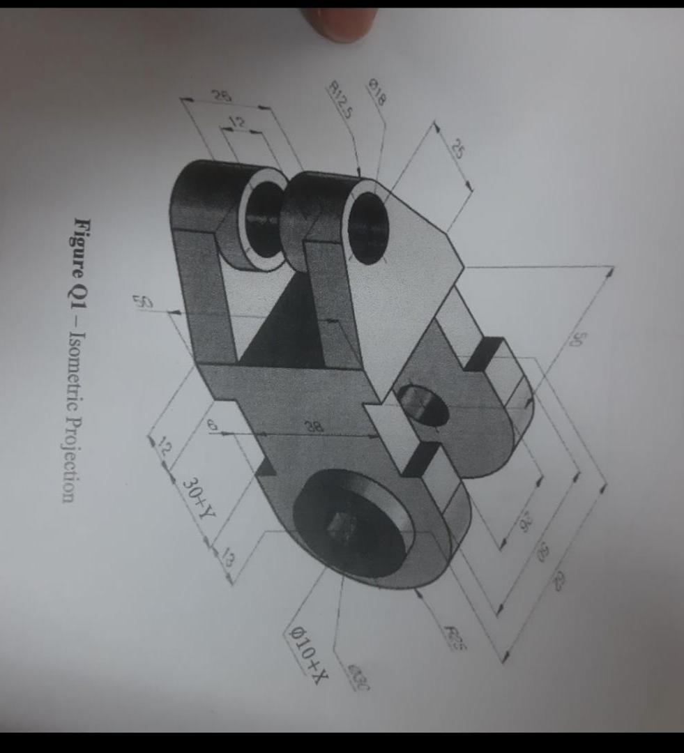 Solved Draw the orthographic projection for Figure 1 by | Chegg.com
