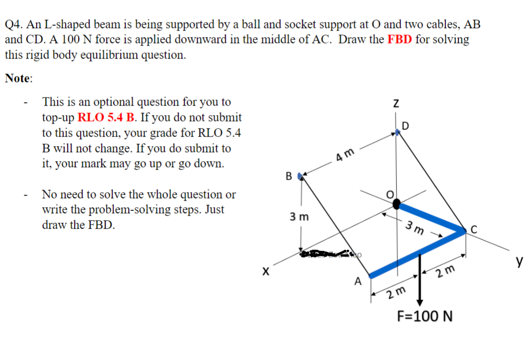 Solved Q4. An L-shaped Beam Is Being Supported By A Ball And | Chegg.com