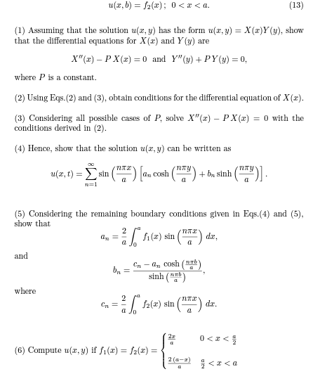 Solved Consider The Following Laplace Equation. ∂2u ∂x2 + 