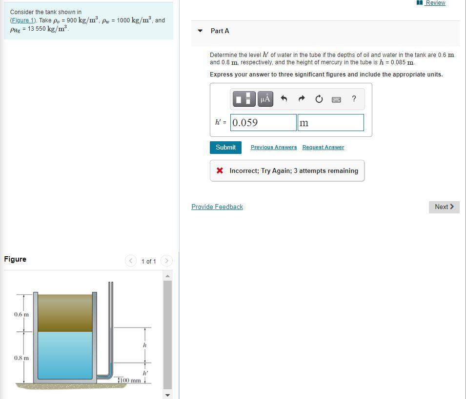Solved Review Consider the tank shown in (Figure 1). Take po | Chegg.com