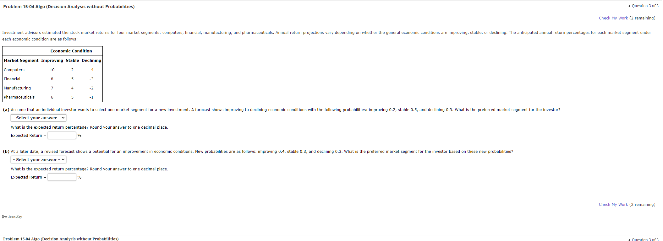 Solved Problem 15-04 Algo (Decision Analysis without | Chegg.com