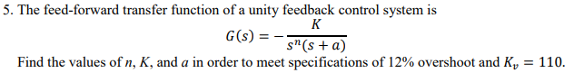 Solved 5. The Feed-forward Transfer Function Of A Unity 