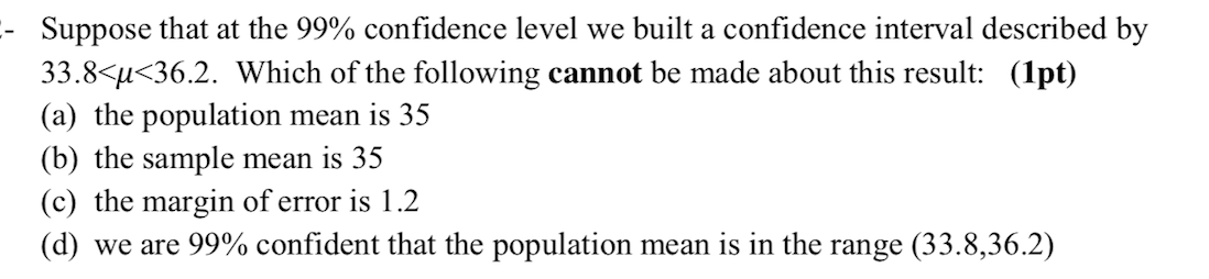 Solved Suppose that at the 99% confidence level we built a | Chegg.com