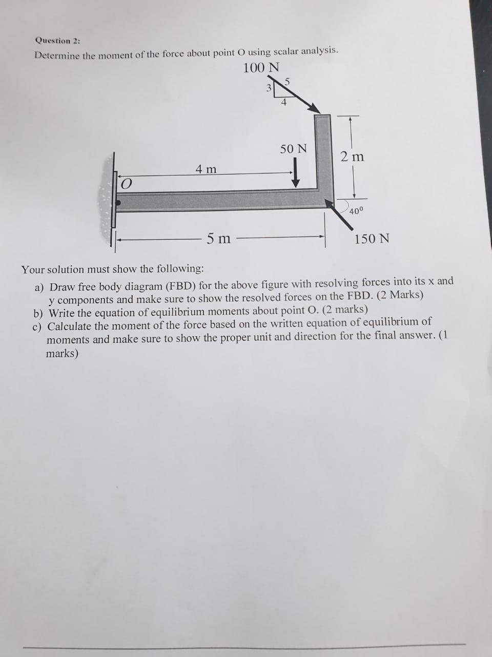 Solved Question 2: Determine The Moment Of The Force About | Chegg.com