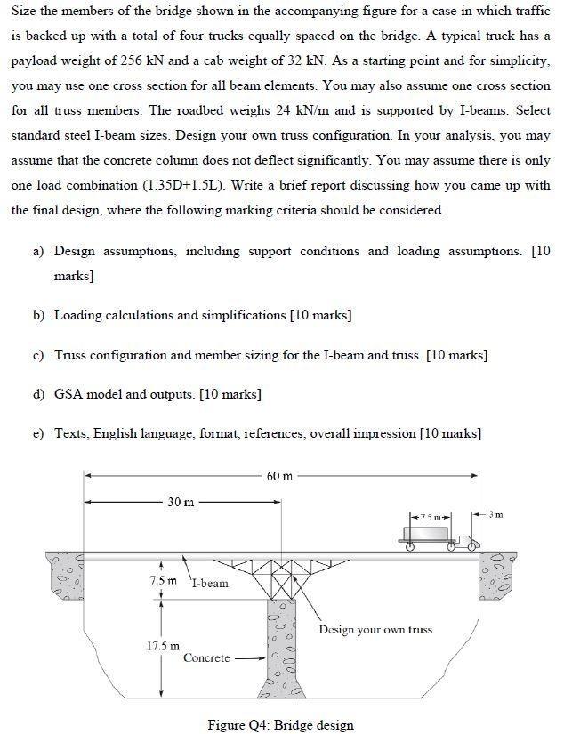 Solved Size the members of the bridge shown in the | Chegg.com