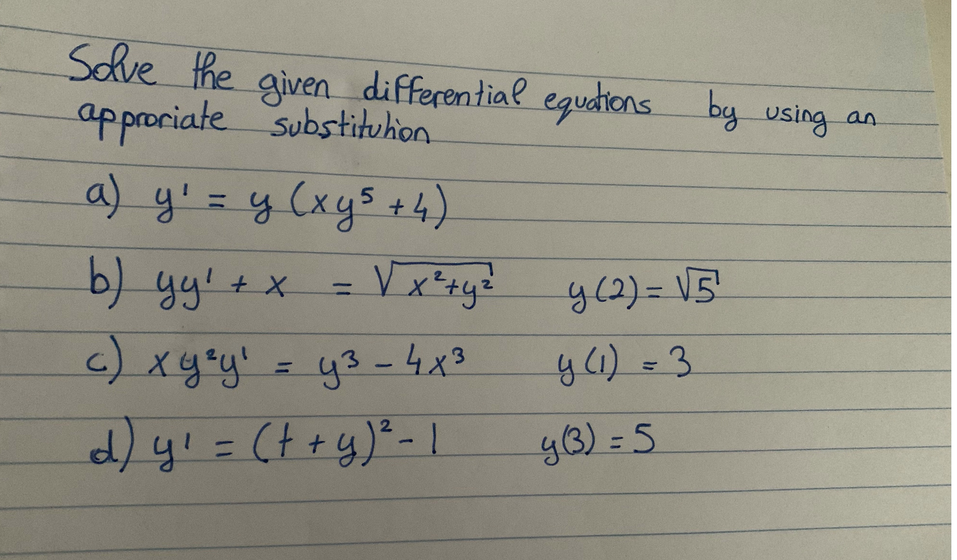 Solved Solve The Following Differential Equations By Using | Chegg.com