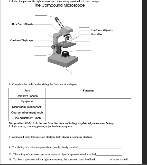 electron microscope with labels