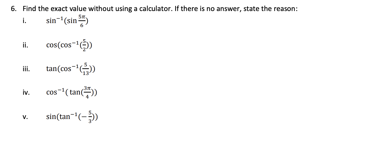 Solved 6. Find The Exact Value Without Using A Calculator. | Chegg.com