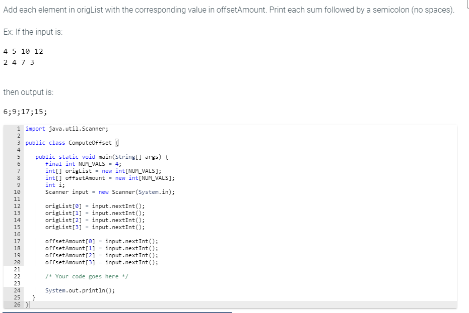 Solved Add each element in origList with the corresponding | Chegg.com