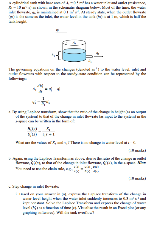 Solved PLEASE SOLVE Part D, E ﻿and F.A cylindrical tank with | Chegg.com