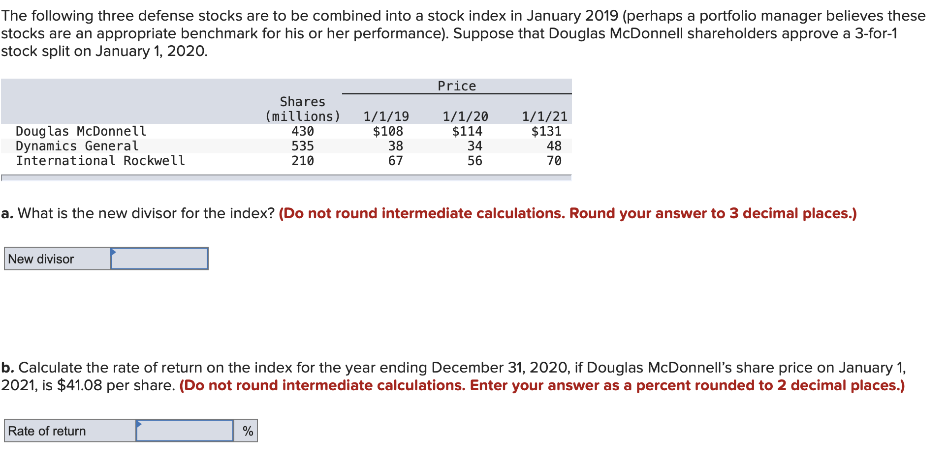 Solved He Following Three Defense Stocks Are To Be Combined | Chegg.com